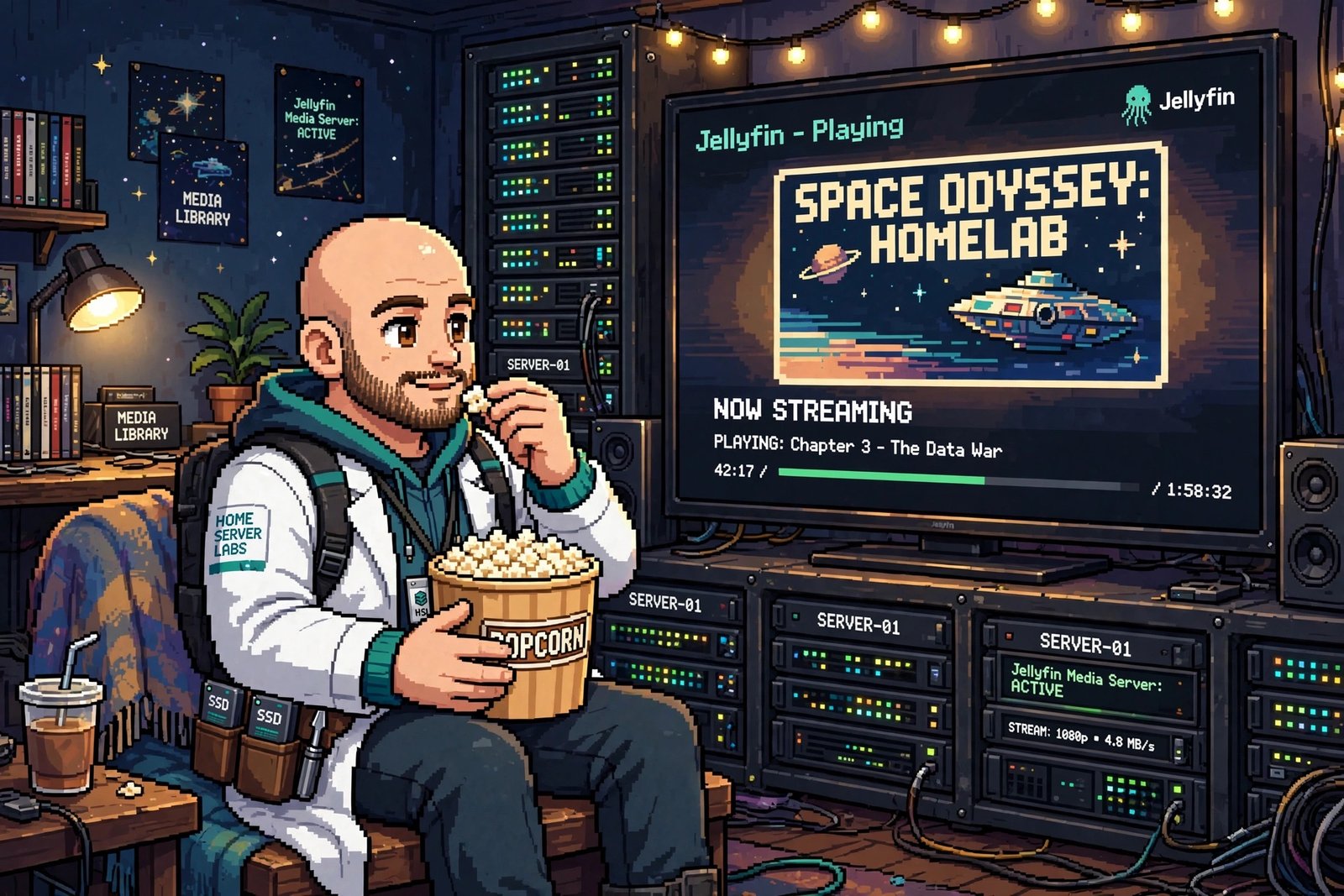 Jellyfin 16-bit illustratie - Home Server Labs