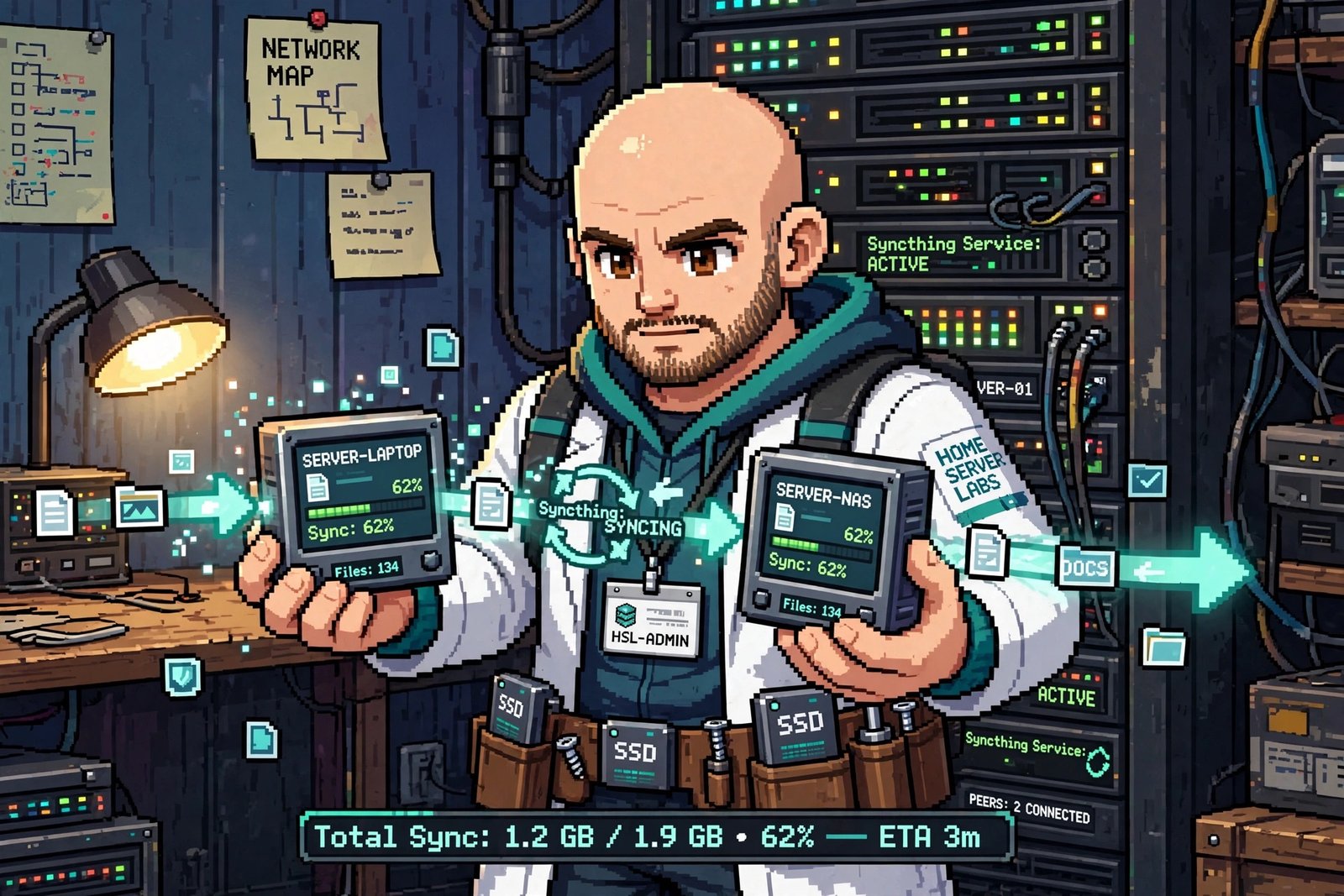 Syncthing 16-bit illustratie - Home Server Labs